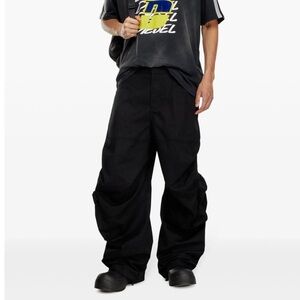 Diesel wide leg black cargo pants